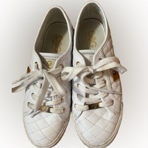 G by Guess GGBacker2 Quilted White Sneakers Classic Lace-Up Design Size 7M